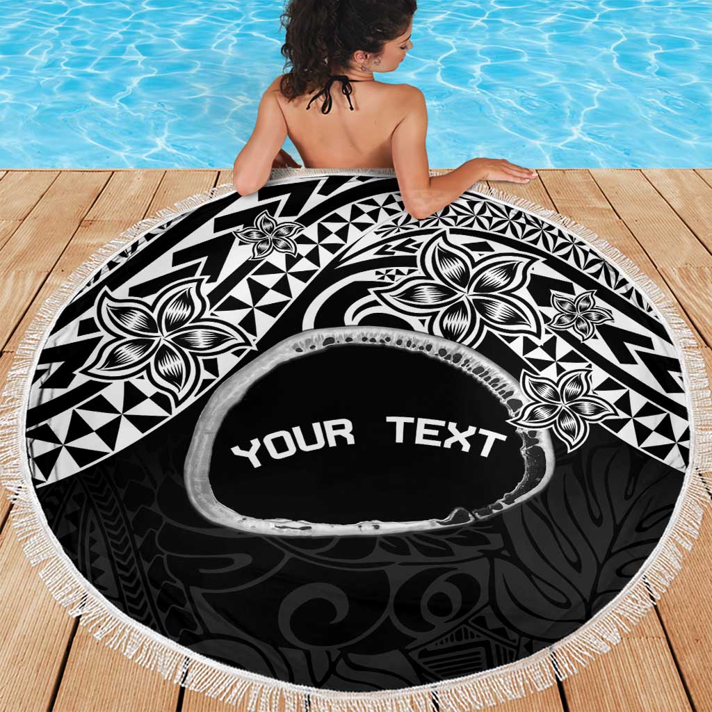 Personalised Pohnpei Nukuoro Micronesia Beach Blanket Polynesian Tattoo Curves Black Version LT14 - Polynesian Pride