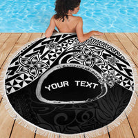 Personalised Pohnpei Nukuoro Micronesia Beach Blanket Polynesian Tattoo Curves Black Version LT14 - Polynesian Pride