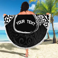 Personalised Pohnpei Nukuoro Micronesia Beach Blanket Polynesian Tattoo Curves Black Version LT14 - Polynesian Pride