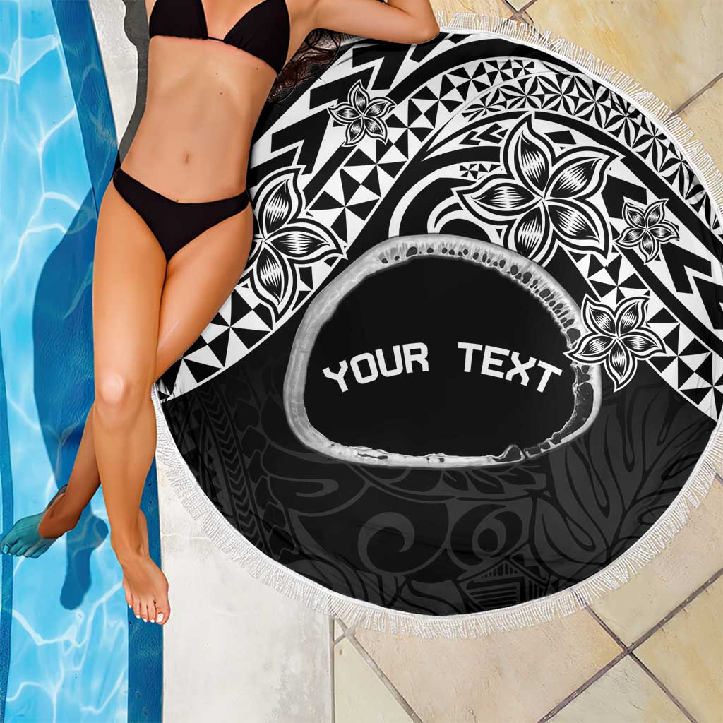 Personalised Pohnpei Nukuoro Micronesia Beach Blanket Polynesian Tattoo Curves Black Version LT14 - Polynesian Pride