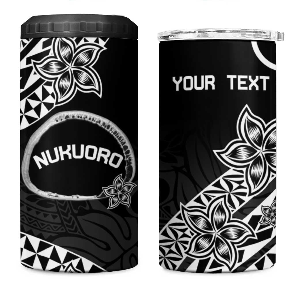 Personalised Pohnpei Nukuoro Micronesia 4 in 1 Can Cooler Tumbler Polynesian Tattoo Curves Black Version