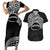 Personalised Pohnpei Nukuoro Micronesia Couples Matching Short Sleeve Bodycon Dress and Hawaiian Shirt Polynesian Tattoo Curves Black Version