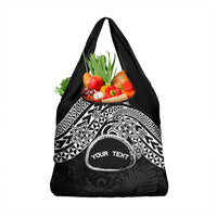 Personalised Pohnpei Nukuoro Micronesia Grocery Bag Polynesian Tattoo Curves Black Version LT14 1-pack One Size Black - Polynesian Pride