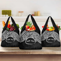 Personalised Pohnpei Nukuoro Micronesia Grocery Bag Polynesian Tattoo Curves Black Version LT14 3-pack One Size Black - Polynesian Pride