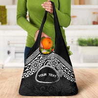 Personalised Pohnpei Nukuoro Micronesia Grocery Bag Polynesian Tattoo Curves Black Version LT14 - Polynesian Pride