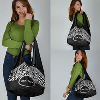 Personalised Pohnpei Nukuoro Micronesia Grocery Bag Polynesian Tattoo Curves Black Version LT14 - Polynesian Pride