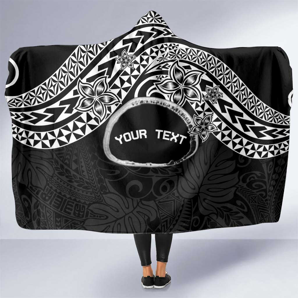 Personalised Pohnpei Nukuoro Micronesia Hooded Blanket Polynesian Tattoo Curves Black Version LT14 One Size Black - Polynesian Pride