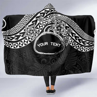 Personalised Pohnpei Nukuoro Micronesia Hooded Blanket Polynesian Tattoo Curves Black Version LT14 One Size Black - Polynesian Pride