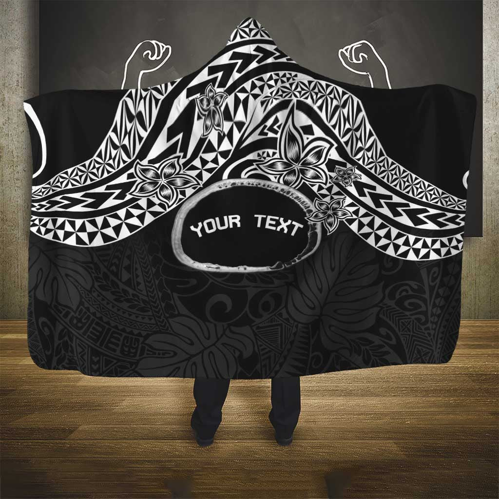 Personalised Pohnpei Nukuoro Micronesia Hooded Blanket Polynesian Tattoo Curves Black Version LT14 - Polynesian Pride