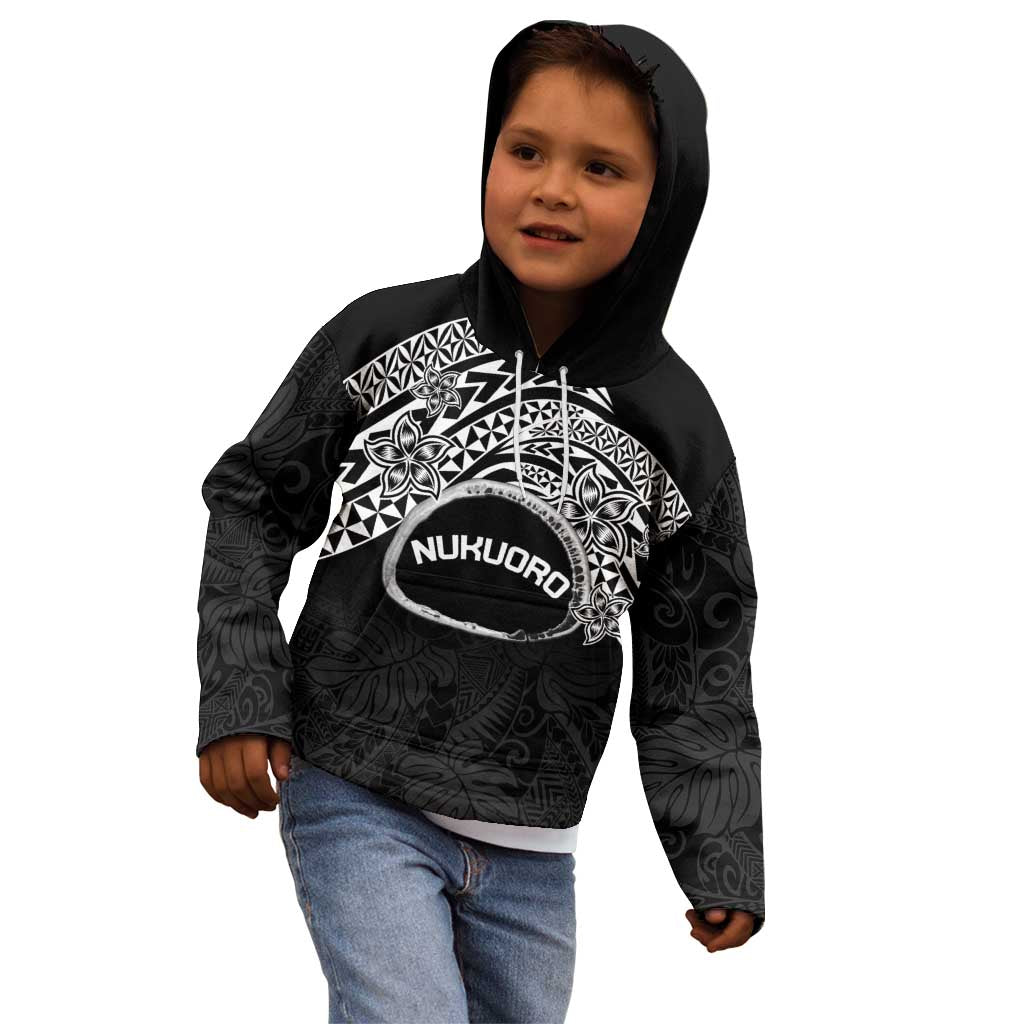 Personalised Pohnpei Nukuoro Micronesia Kid Hoodie Polynesian Tattoo Curves Black Version LT14 - Polynesian Pride