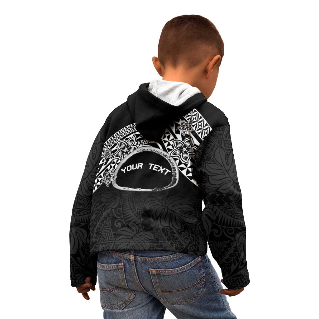 Personalised Pohnpei Nukuoro Micronesia Kid Hoodie Polynesian Tattoo Curves Black Version LT14 - Polynesian Pride