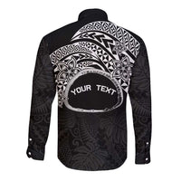 Personalised Pohnpei Nukuoro Micronesia Long Sleeve Button Shirt Polynesian Tattoo Curves Black Version LT14 - Polynesian Pride