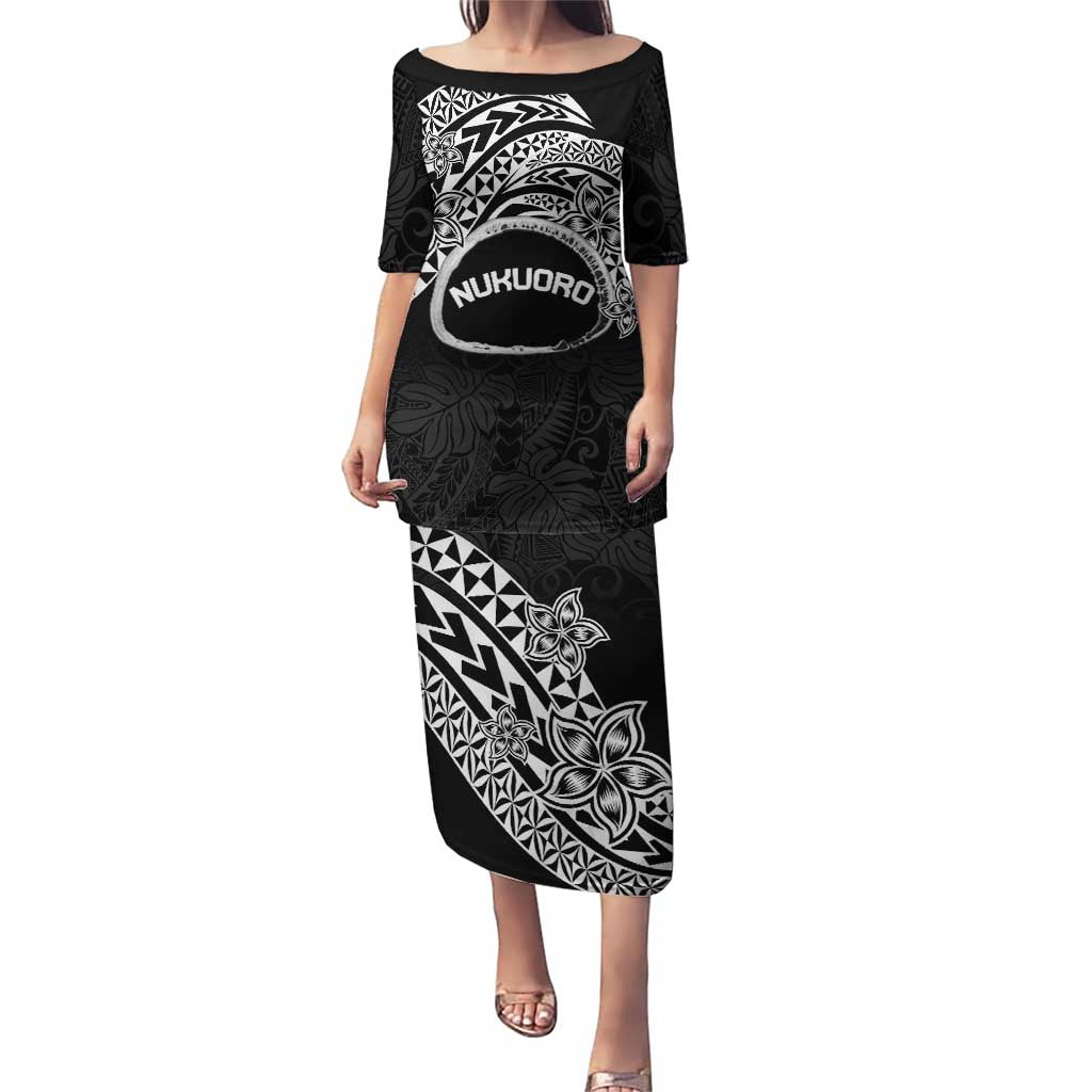 Personalised Pohnpei Nukuoro Micronesia Puletasi Polynesian Tattoo Curves Black Version LT14 Long Dress Black - Polynesian Pride