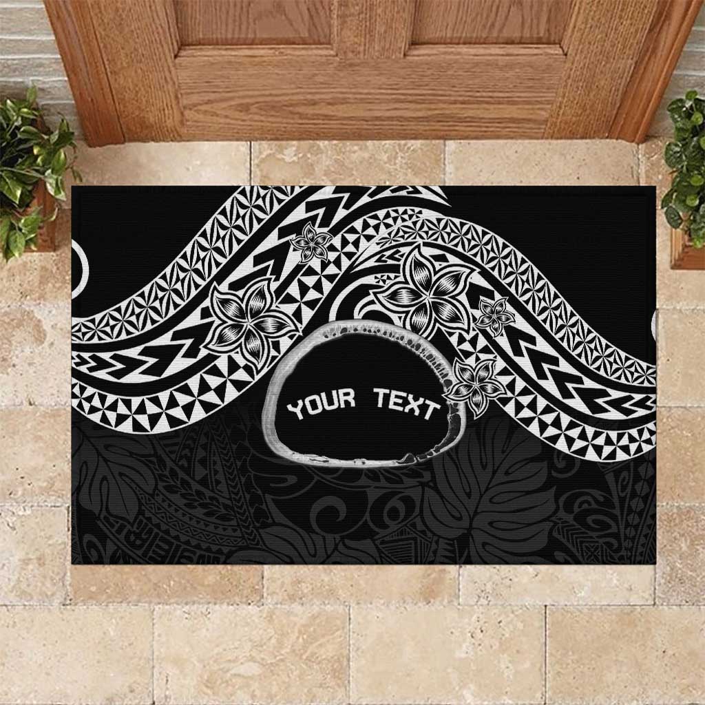 Personalised Pohnpei Nukuoro Micronesia Rubber Doormat Polynesian Tattoo Curves Black Version LT14 Black - Polynesian Pride
