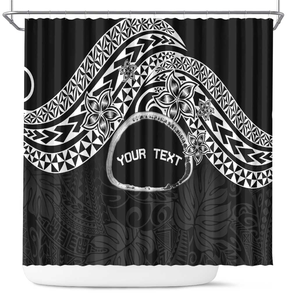 Personalised Pohnpei Nukuoro Micronesia Shower Curtain Polynesian Tattoo Curves Black Version LT14 Black - Polynesian Pride