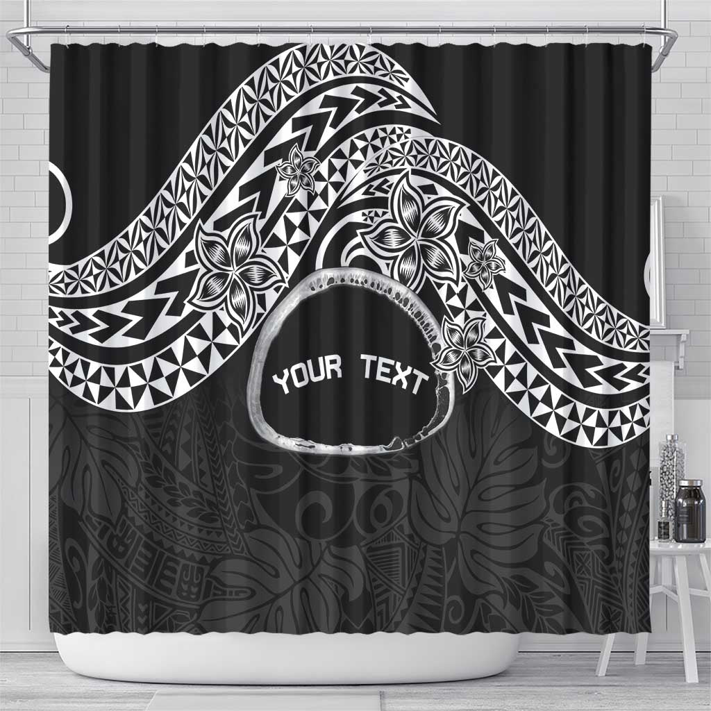 Personalised Pohnpei Nukuoro Micronesia Shower Curtain Polynesian Tattoo Curves Black Version LT14 - Polynesian Pride