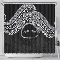 Personalised Pohnpei Nukuoro Micronesia Shower Curtain Polynesian Tattoo Curves Black Version LT14 - Polynesian Pride