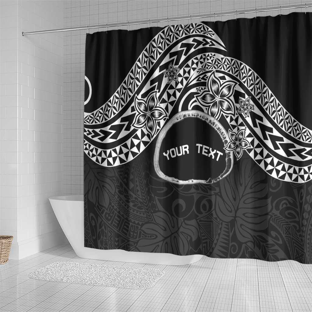 Personalised Pohnpei Nukuoro Micronesia Shower Curtain Polynesian Tattoo Curves Black Version LT14 - Polynesian Pride