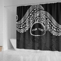 Personalised Pohnpei Nukuoro Micronesia Shower Curtain Polynesian Tattoo Curves Black Version LT14 - Polynesian Pride