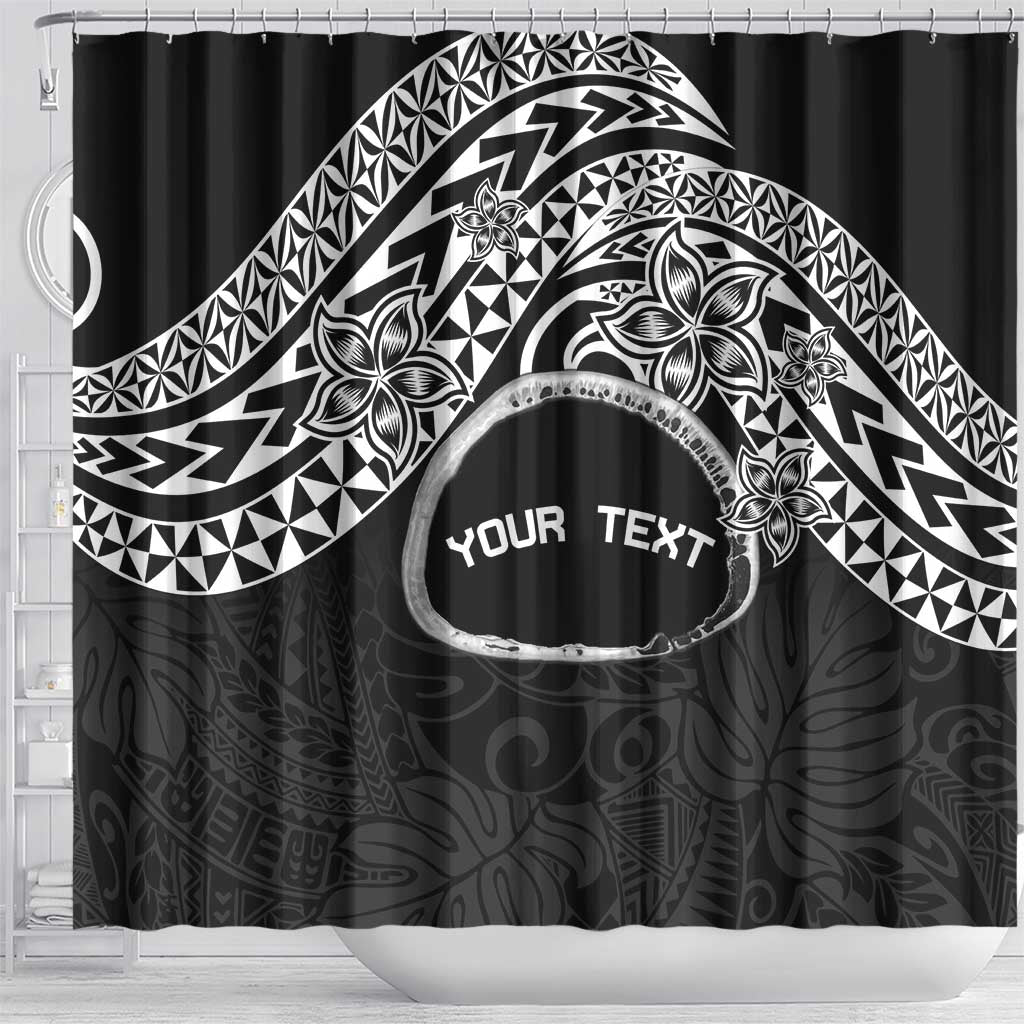 Personalised Pohnpei Nukuoro Micronesia Shower Curtain Polynesian Tattoo Curves Black Version LT14 - Polynesian Pride