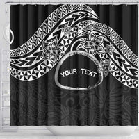 Personalised Pohnpei Nukuoro Micronesia Shower Curtain Polynesian Tattoo Curves Black Version LT14 - Polynesian Pride