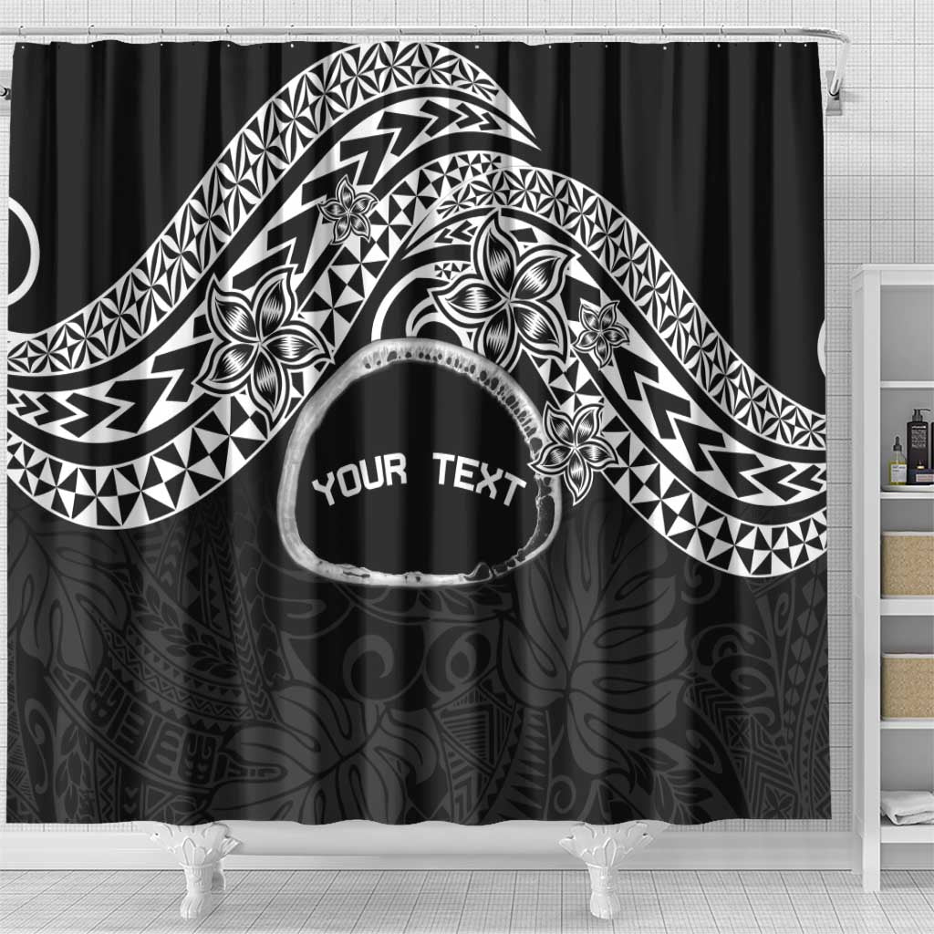 Personalised Pohnpei Nukuoro Micronesia Shower Curtain Polynesian Tattoo Curves Black Version LT14 - Polynesian Pride