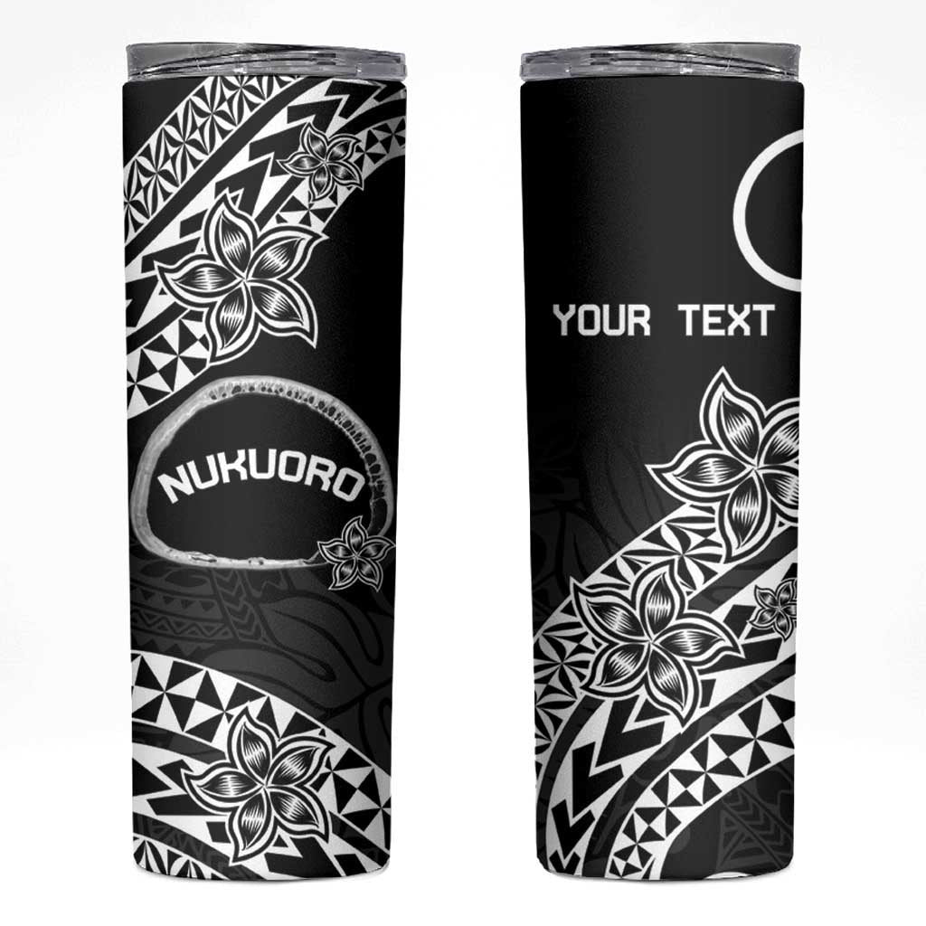 Personalised Pohnpei Nukuoro Micronesia Skinny Tumbler Polynesian Tattoo Curves Black Version