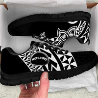 Pohnpei Nukuoro Micronesia Sneakers Polynesian Tattoo Curves Black Version LT14 Black - Polynesian Pride