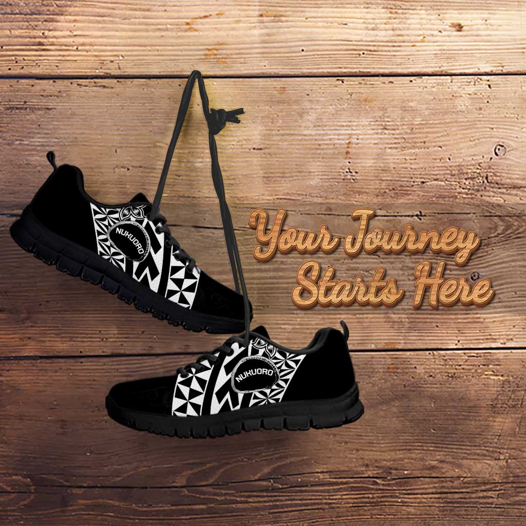 Pohnpei Nukuoro Micronesia Sneakers Polynesian Tattoo Curves Black Version LT14 - Polynesian Pride