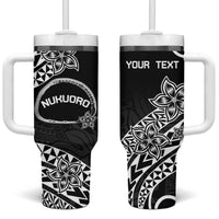Personalised Pohnpei Nukuoro Micronesia Tumbler With Handle Polynesian Tattoo Curves Black Version LT14 One Size: 40 oz Black - Polynesian Pride