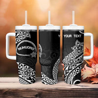 Personalised Pohnpei Nukuoro Micronesia Tumbler With Handle Polynesian Tattoo Curves Black Version LT14 - Polynesian Pride