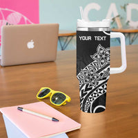 Personalised Pohnpei Nukuoro Micronesia Tumbler With Handle Polynesian Tattoo Curves Black Version LT14 - Polynesian Pride