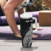 Personalised Pohnpei Nukuoro Micronesia Tumbler With Handle Polynesian Tattoo Curves Black Version LT14 - Polynesian Pride