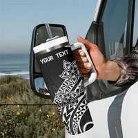 Personalised Pohnpei Nukuoro Micronesia Tumbler With Handle Polynesian Tattoo Curves Black Version LT14 - Polynesian Pride