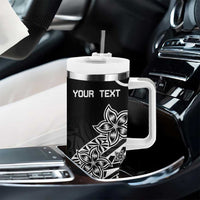 Personalised Pohnpei Nukuoro Micronesia Tumbler With Handle Polynesian Tattoo Curves Black Version LT14 - Polynesian Pride