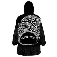Personalised Pohnpei Nukuoro Micronesia Wearable Blanket Hoodie Polynesian Tattoo Curves Black Version LT14 - Polynesian Pride