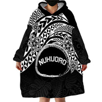 Personalised Pohnpei Nukuoro Micronesia Wearable Blanket Hoodie Polynesian Tattoo Curves Black Version LT14 - Polynesian Pride