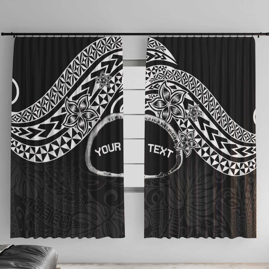 Personalised Pohnpei Nukuoro Micronesia Window Curtain Polynesian Tattoo Curves Black Version LT14 With Hooks Black - Polynesian Pride