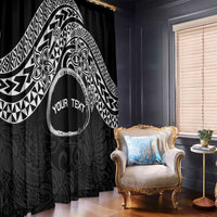 Personalised Pohnpei Nukuoro Micronesia Window Curtain Polynesian Tattoo Curves Black Version LT14 - Polynesian Pride