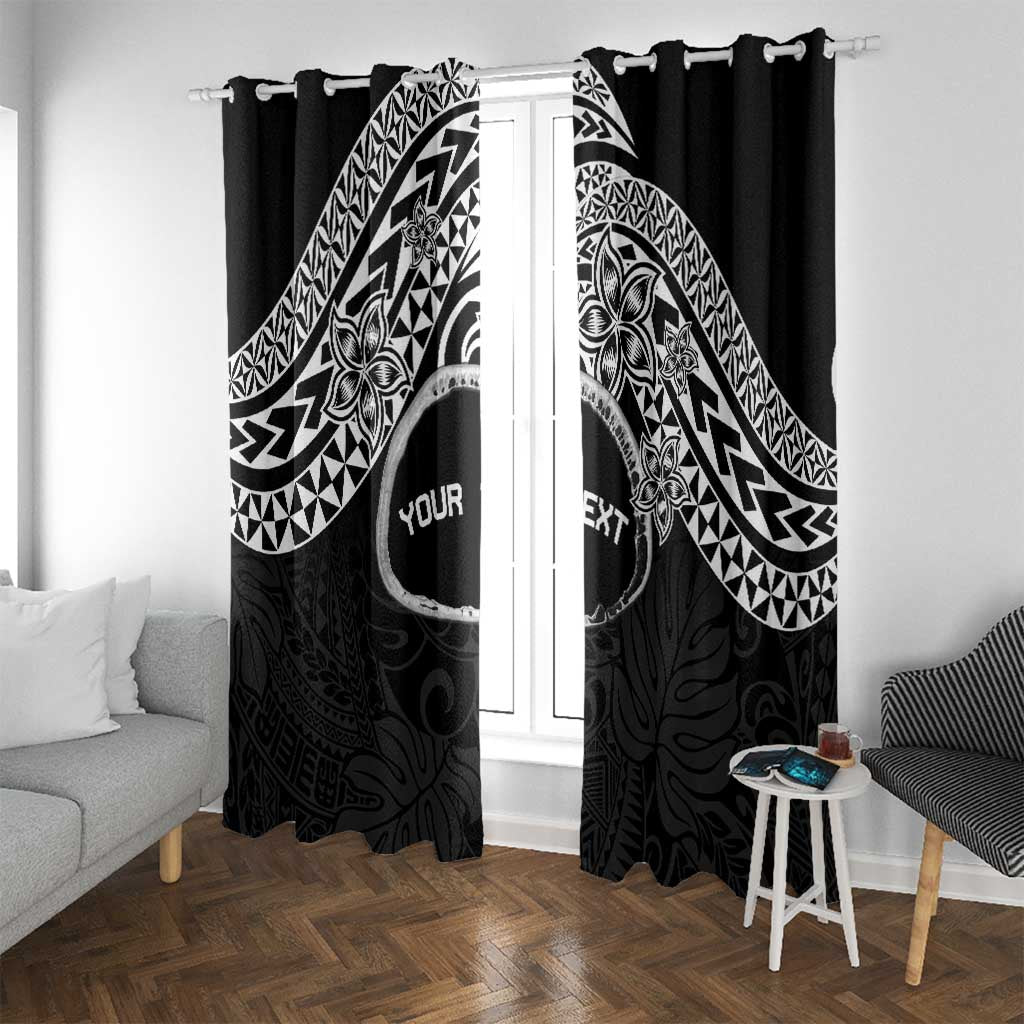 Personalised Pohnpei Nukuoro Micronesia Window Curtain Polynesian Tattoo Curves Black Version LT14 With Grommets Black - Polynesian Pride