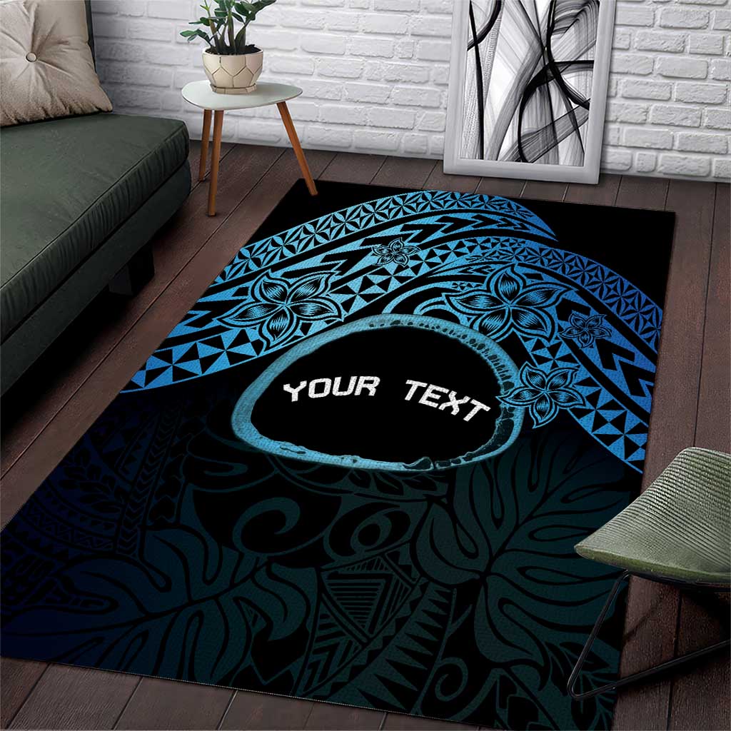 Personalised Pohnpei Nukuoro Micronesia Area Rug Polynesian Tattoo Curves Blue Version LT14 Blue - Polynesian Pride