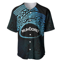 Personalised Pohnpei Nukuoro Micronesia Baseball Jersey Polynesian Tattoo Curves Blue Version LT14 Blue - Polynesian Pride