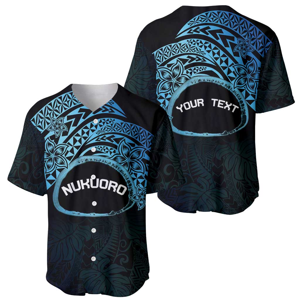 Personalised Pohnpei Nukuoro Micronesia Baseball Jersey Polynesian Tattoo Curves Blue Version LT14 - Polynesian Pride