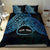 Personalised Pohnpei Nukuoro Micronesia Bedding Set Polynesian Tattoo Curves Blue Version