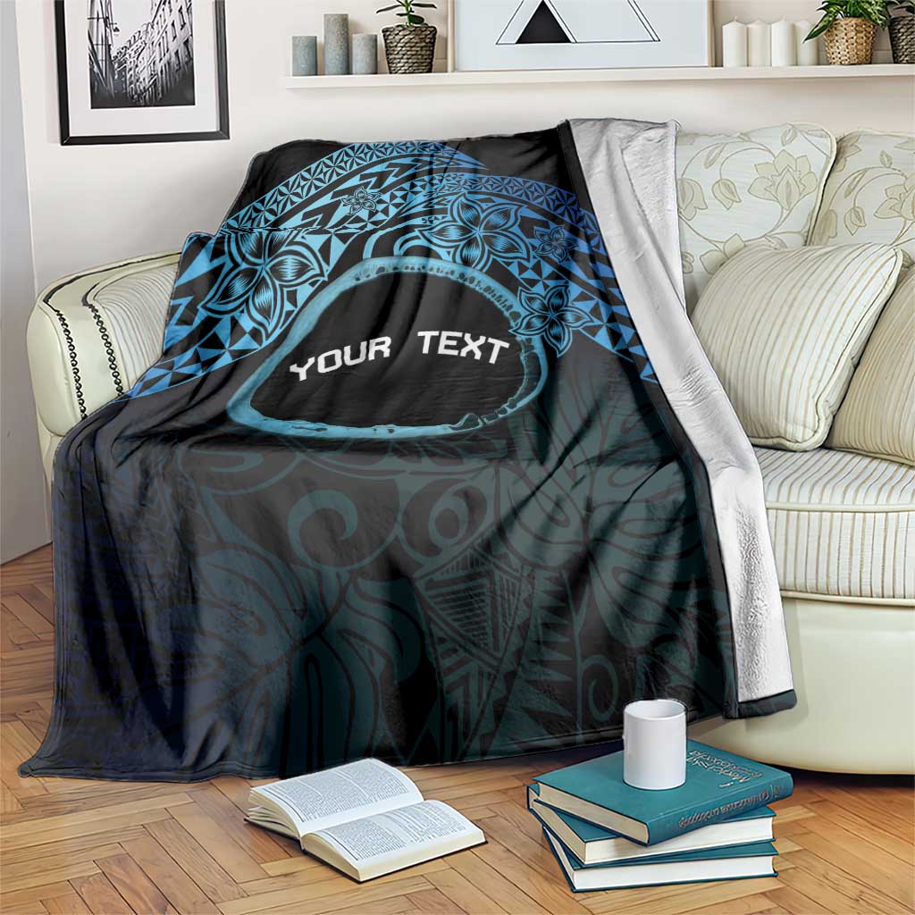 Personalised Pohnpei Nukuoro Micronesia Blanket Polynesian Tattoo Curves Blue Version LT14 Blue - Polynesian Pride