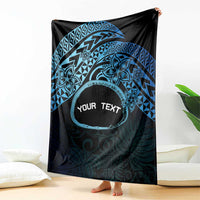 Personalised Pohnpei Nukuoro Micronesia Blanket Polynesian Tattoo Curves Blue Version LT14 - Polynesian Pride