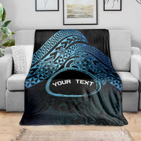 Personalised Pohnpei Nukuoro Micronesia Blanket Polynesian Tattoo Curves Blue Version LT14 - Polynesian Pride