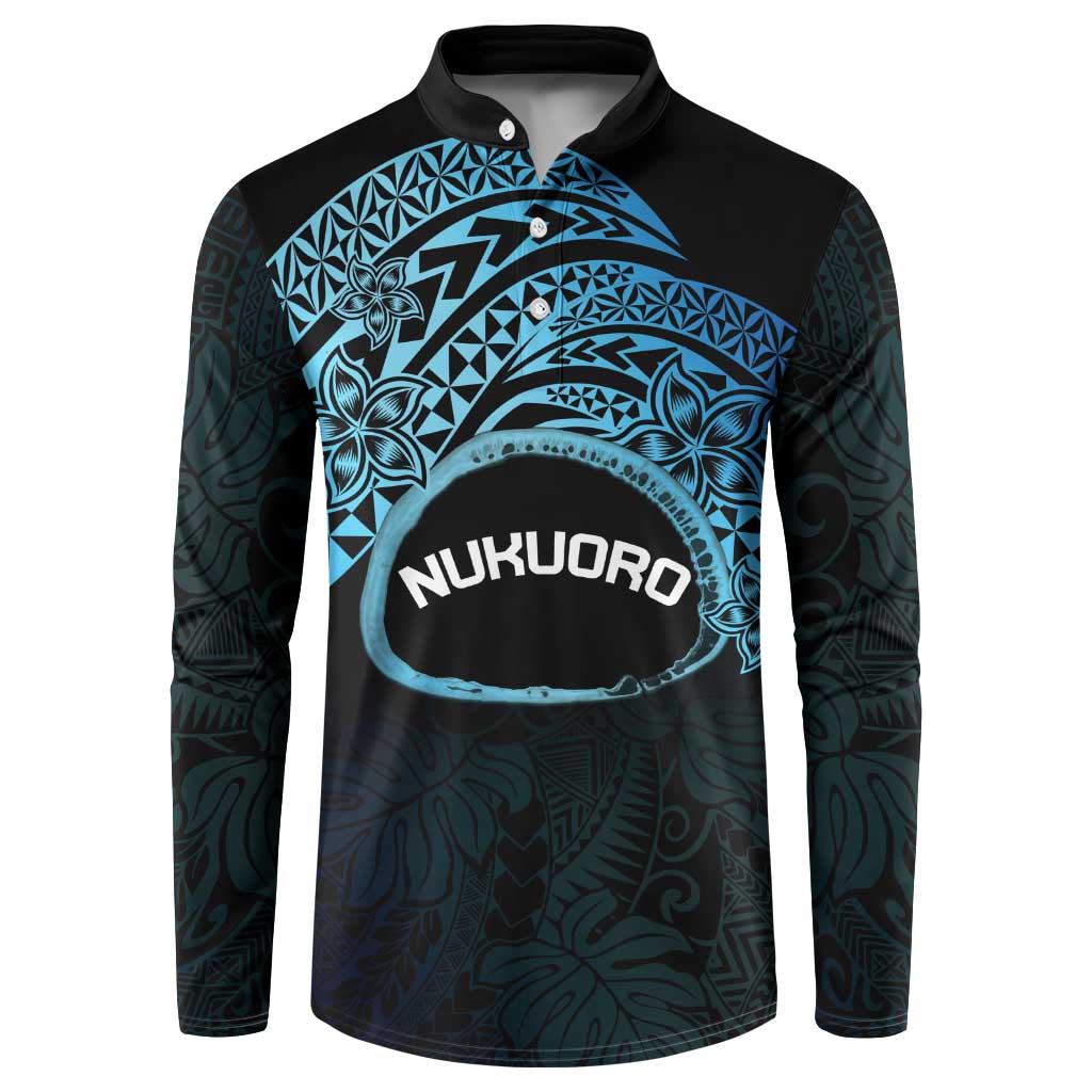 Personalised Pohnpei Nukuoro Micronesia Button Sweatshirt Polynesian Tattoo Curves Blue Version