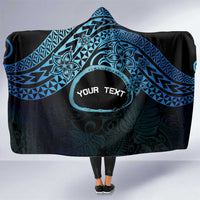 Personalised Pohnpei Nukuoro Micronesia Hooded Blanket Polynesian Tattoo Curves Blue Version LT14 One Size Blue - Polynesian Pride