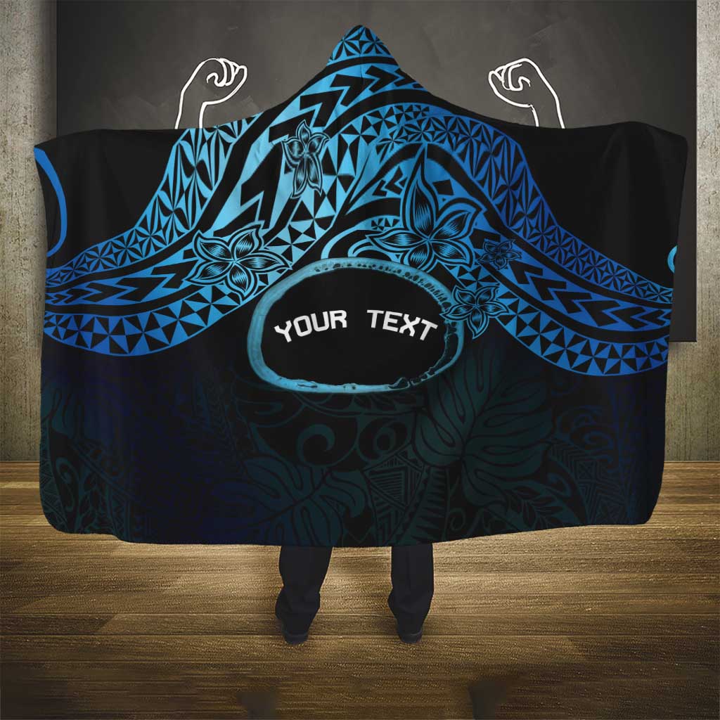 Personalised Pohnpei Nukuoro Micronesia Hooded Blanket Polynesian Tattoo Curves Blue Version LT14 - Polynesian Pride